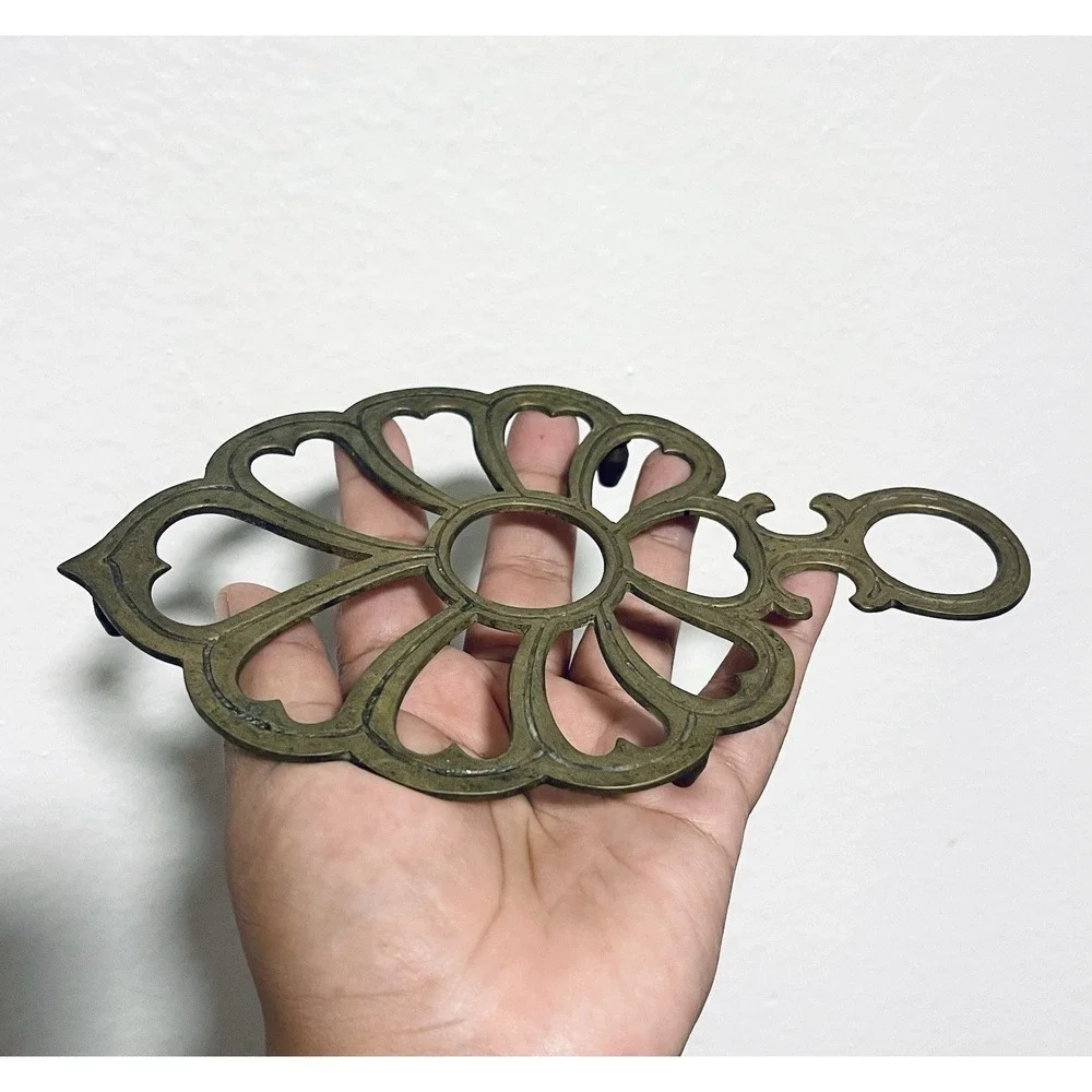 Vintage Brass Leaf Trivet Pot Holder Wall Decor 5X3 See All Pictures